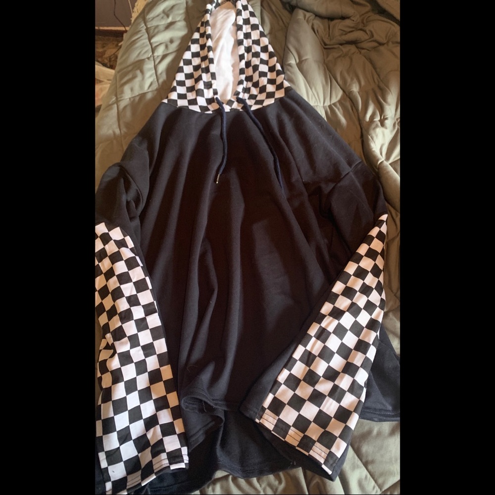 Checkered Print Hoodie from Shein